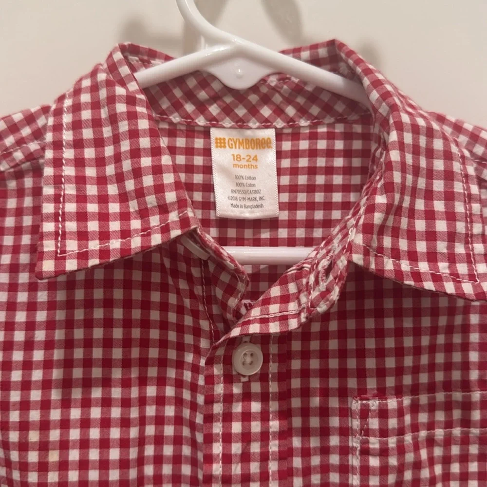 Gymboree 18-24mo baby red and white gingham button down